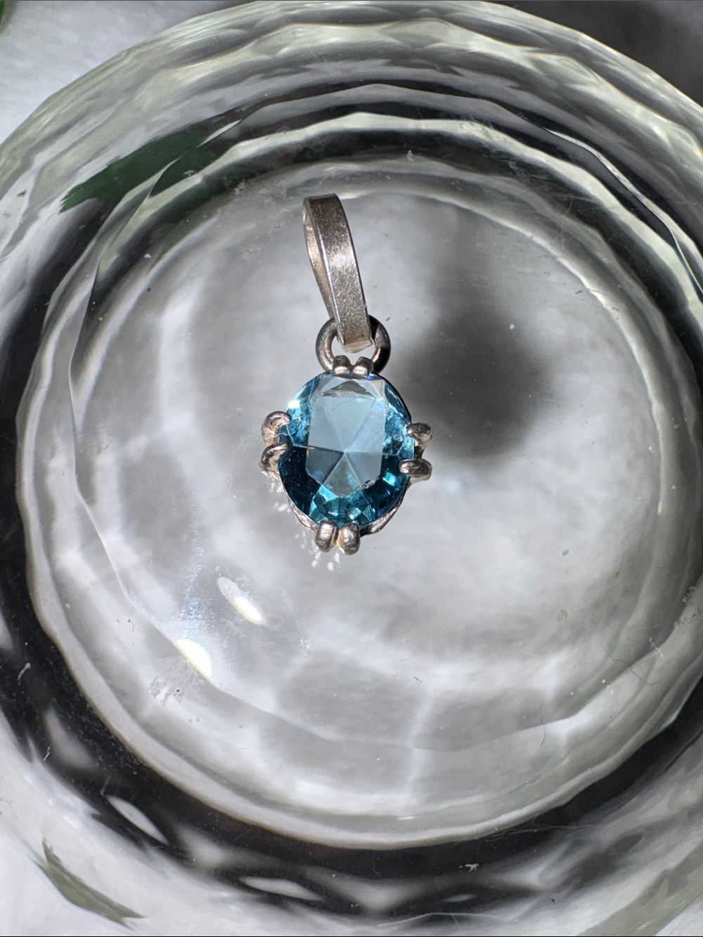 Swiss Blue Sapphire  very clear gem  Pendant - Unbranded Sterling  Silver 925